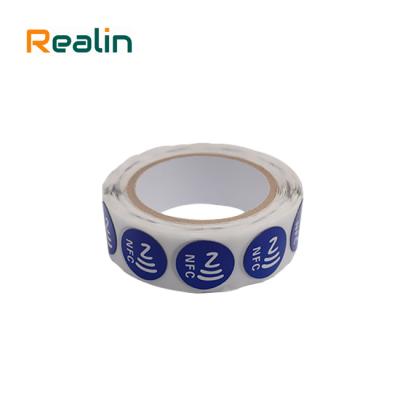 China NFC 13.56MHz printable custom n213 sticker rfid label 25mm diameter for sale