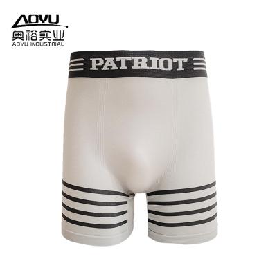 China Custom Striped Mens Breathable Underwear Briefs Long Leg Seamless Boxers For Men Comfort Boxer Briefs Long for sale