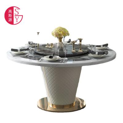 China Simple Light Luxury Dining Table and Chairs Modern Italian Glossy Slab Dining Table Rock Style Applique Marble Dining Table for sale