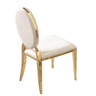 China Modern Style Banquet Chair Stainless Steel Chair PU Leather Soft Cushion High End Golden Dining Chair for sale