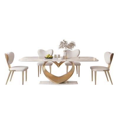 China High end commercial wedding dining tables and chairs stainless steel modern wholesale marble table banquet furniture hotel chairs for sale