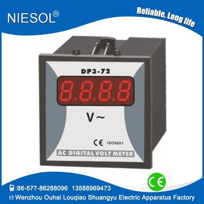 China Best quality& price of single phase power voltmeter ammeter voltage meters digital led panel voltmeters DP3-72V for sale