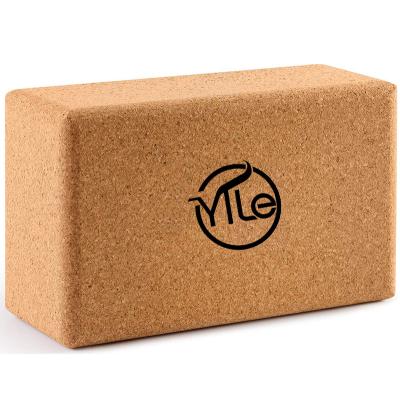 China Durable Customized Natural Eco Friendly Big Organic Cork Yoga Block With Laser Logo for sale