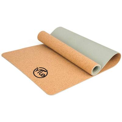 China Custom thick yoga exercise cork dropshipping tape eco logo yoga mat with bag for sale