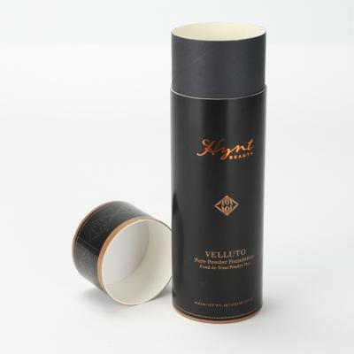 China Custom Recycled Base Tube Powder Materials Black Round Box Cylinder Pure Packaging Box for sale