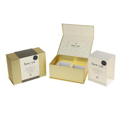 China Recycled Materials Custom Luxury Cosmetic Packaging Box Magnetic Rigid Cardboard Gift Packing Box With Sleeve for sale