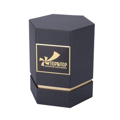 China Custom Recycled Perfume Box Design Black Materials Octagon Perfume Packaging Neck Shoulder Rigid Luxury Paper Box for sale