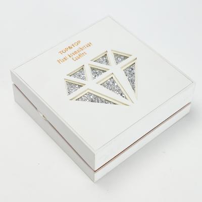 China Recycled Materials Rigid Diamond Shaped Flip Top Perfume Box Custom White Packaging Design for sale