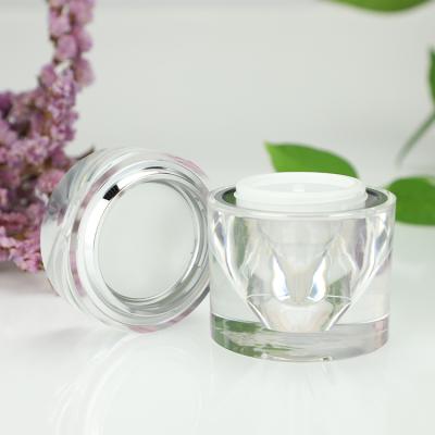 China Eco-friendly Custom 15g Clear Round Luxury Acrylic Plastic Eye Cream Packaging Jar With Double Wall 50g for sale