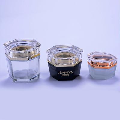 China Eco - Friendly Custom Luxury Shaped Glass Empty Cosmetic Jars With Lid 30g 50g 100g for sale