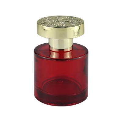 China Custom Round Empty Glass Perfume Bottles Eco - Friendly With Gold Cap for sale