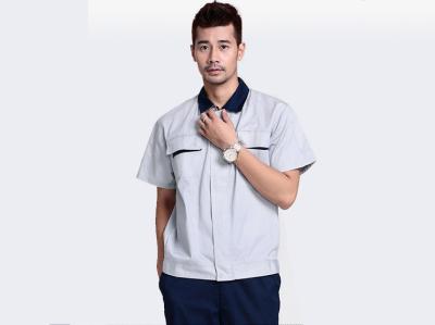 China CVC Fabric Industrial Work Uniforms Anti - Shrink With Company Embroidery Logo for sale