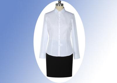 China Twill Woven Fabric Office Work Uniforms Plain Dyed Free Ironing With Fashion Lapel for sale