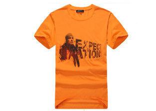 China Cool Printed Mens T-shirt Designs Orange  / Female Crew Neck Tee Shirts for sale