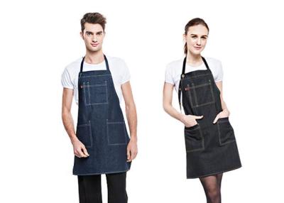 China Solid Color Womens Kitchen Aprons Comfortable Wide Straps Collar Neck Hanging Design for sale