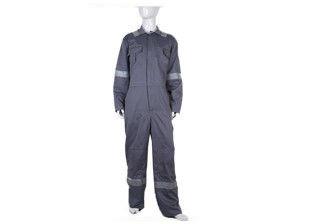 China Grey Reflective Industrial Work Uniforms , Lapel Stain Resistant Coverall for sale