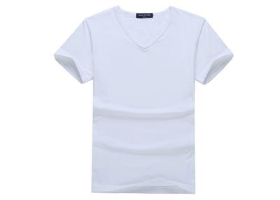 China Algodón superior de las camisetas casuales con cuello de pico en blanco blancas cómodo y durable en venta