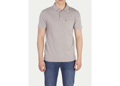 China Grey Polyester Men's Polo Shirts With Pocket On The Left / Short Sleeve Polos for sale