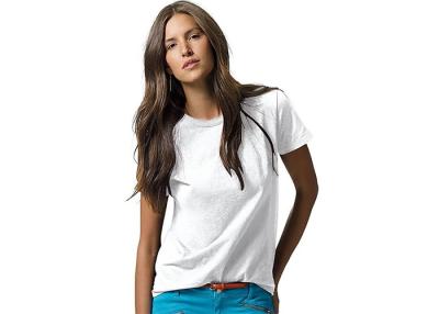 China Camisetas casuales y tops del algodón en blanco para la camiseta de las señoras del cuello de las mujeres/O en venta