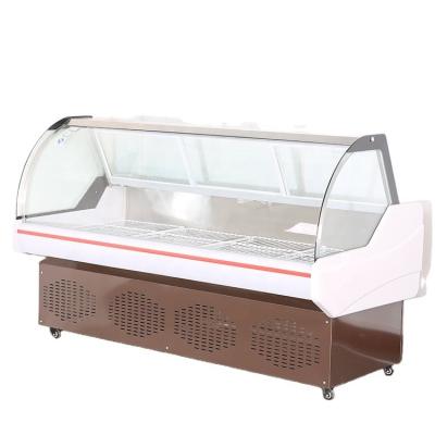 China Square Type Commercial Butcher Fresh Fish Black Refrigerator Display Single-temperature Meat Refrigeration for sale