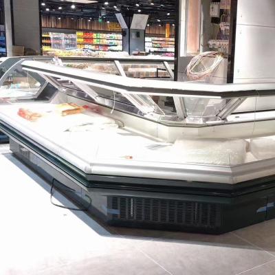 China Single-Temperature Supermarket Butcher Refrigerator Fresh Meat Refrigerator Showcase Meat Service Above Freezer for sale