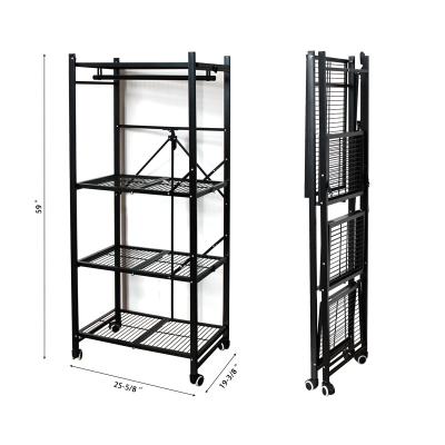 China Sustainable Multifunctional 4 Tier Wire Shelving Unit With Wheels for sale