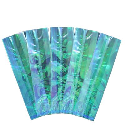 China Rainbow Moisture Proof Holographic Clear Cellophane Side Gusset Bag Plastic Custom Packaging Bags for sale