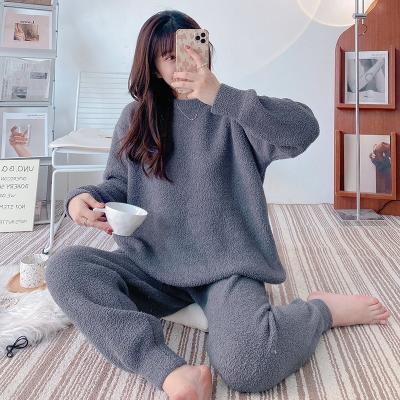 China Autumn and winter anti-pilling 2022 new women knit sweaters homewear thickened solid color pajamas knit set for sale