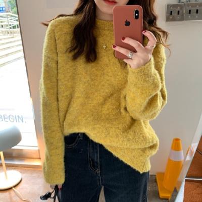 China 2022 new anti-pilling mohair sweater woman crewneck sweater tops winter sweater maker custom knitwear for sale