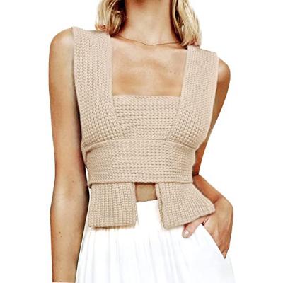 China Korean Oversized Sweater Culture Ladies Anti-pilling Sexy Sweater Vest Tops Custom Knitted Women's Woolsweaters for sale