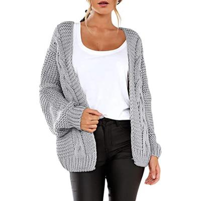 China Anti-pilling Women's Open Front Long Sleeve Chunky Knit Cardigan Sweaters Outwear Loose Coat for sale