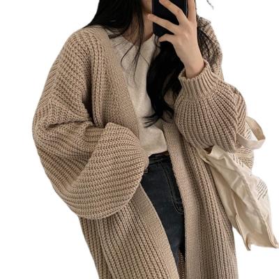 China Anti-pilling Long Cardigan Women Vintage Sweater Loose Coat Casual Knitted Solid Oversized Oversized Tops Jumper Outwear for sale