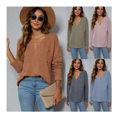 China 2022 Amazon Women's Winter Wear Sweater V-Neck Sweaters Anti-wrinkle Women's Knitting Sweater Sweater for sale