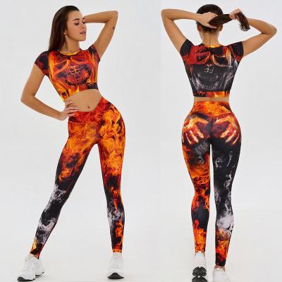 China New Antibacterial Yoga Wear Sets Sport Suit Women Workout Apparel Wears For INS Gym Workout Sets Yoga Leggings for sale