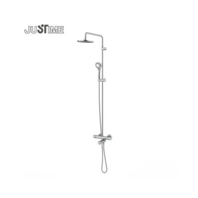 China With Slide Bar JUSTIME Shower And Exposed Brass Thermostatic Bath Shower Head Faucet For Hotel / Home Use for sale