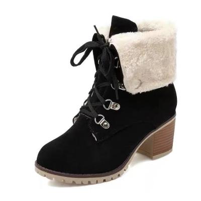 China New Fashionable Collection Fur Boot Women Winter Shoes Durable High Heel Fashion for sale