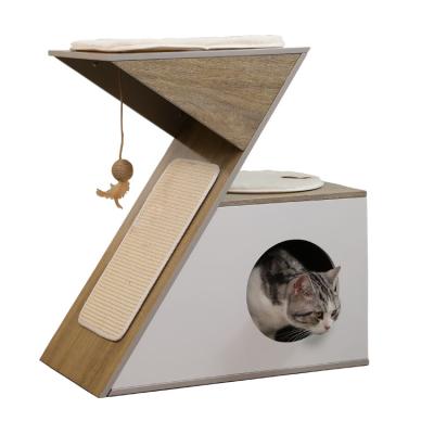 China Breathable MDF Gray Modern Household Moveable Indoor Cat House Outdoor for sale