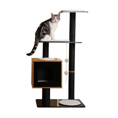 China Sustainable Production Black MDF New Luxury Furniture Small Cat Climbing Frame for sale