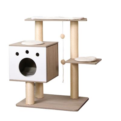 China Sustainable Column Cat Climbing Frame Soft MDF Gray Cheap Pet Play Stand for sale