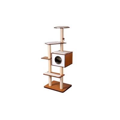 China Sustainable Supplier MDF Brown China Small Stable Frame Climbing For Cats for sale