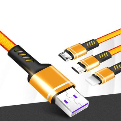 China Multi Function Cable 3 In 1 USB Cable Type-C Micro USB Nylon Braided Data Charging Cable For Honor 12 Huawei for sale