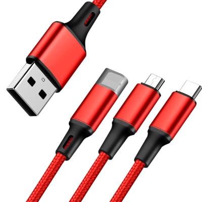 China High Quality MP3/MP4 Player OEM Colors 3 in 1 USB Quick Charging Nylon Braided Cable 4ft for Smartphone Applicable to, Type-C, Android for sale