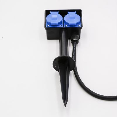 China Commercial outdoor socket with spike with 4 French safety sockets-011 for sale