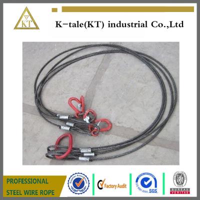 China Heavy trailer towing cable black steel wire rope sling /rigging for sale