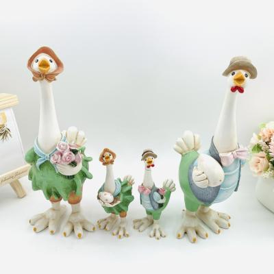 China China Resin Duck Garden Ornaments Beautiful Large Size A Duck Four Family Couple Resin Crafts Furnishings for sale