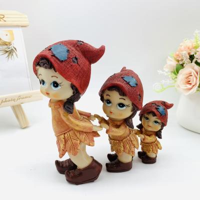 China Creative Cute China Resin Garden Leaves Elves Par Large Medium and Small Elves Girl Resin Crafts Home Furniture Gift for sale