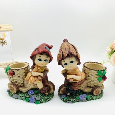 China China multi-functional decorationgarden leaves elves flower arrangement storage elves couple resin crafts home furnishings gift for sale