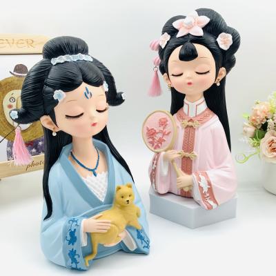 China Creative Large Size China Girl's Chinese Classical Resin Opens Home Furnishing Gift Souvenir Decoration Court Style Girl Retro for sale