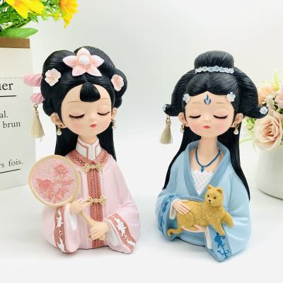 China Creative China Middle-sized Girl Chinese Classical Resin Opens Home Furnishing Gift Souvenir Decoration Court Style Girl Retro for sale