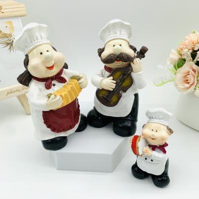 China Europe Resin Opens Music A Family Of Three Chef Figurine Bar Cafe Home Kitchen Furnishing Articles for sale